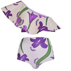 Juan de Dios -Beige Violet Flowers Bikini